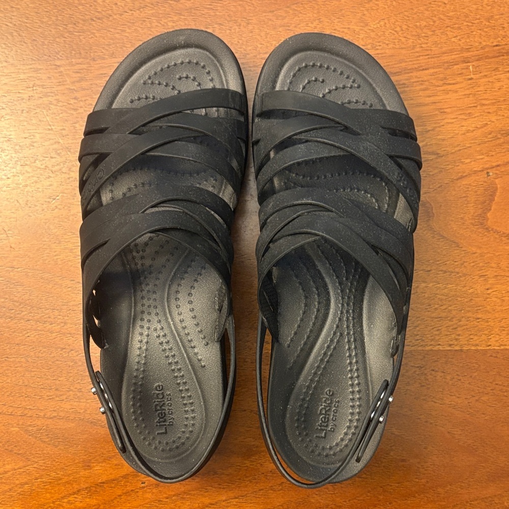 CROCS LiteRide Women's Black Strappy Sandals